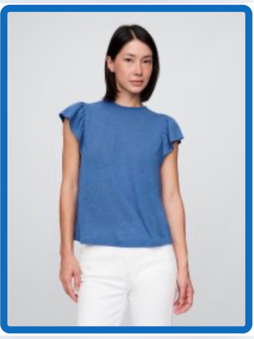 Gap linen blend Women’s Blue Flutter Sleeve Top size S